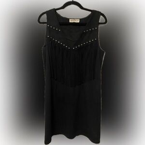 Black Fringe Sleeveless Dress